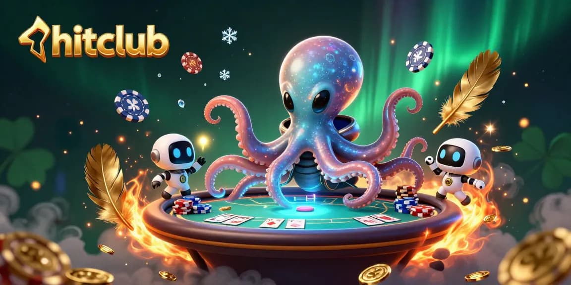 Engage with hitclub's thrilling holographic poker experience featuring an alien octopus and dynamic gaming elements.