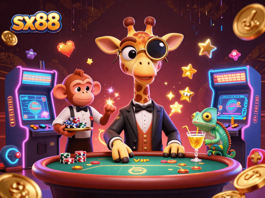 Experience high-stakes fun at sx88 with energetic giraffes and vibrant arcade gameplay.