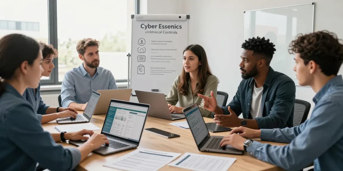 CyberSmart team collaborating in a modern cybersecurity office