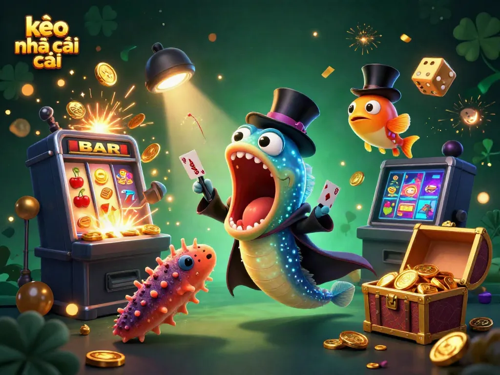 Engaging kèo nhà cái illustration showcasing a magical undersea casino scene with character interactions and vibrant elements.