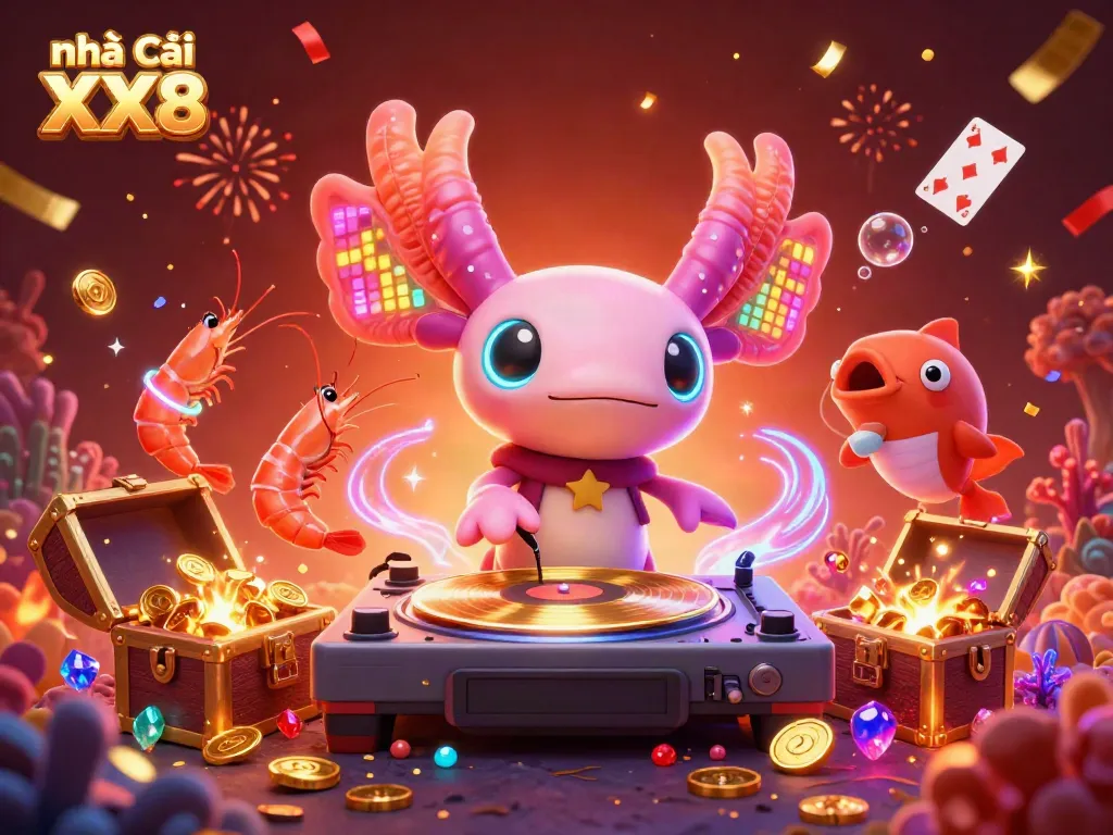 Experience exhilarating gaming with Nhà cái XX8 in a vibrant 3D underwater casino scene.