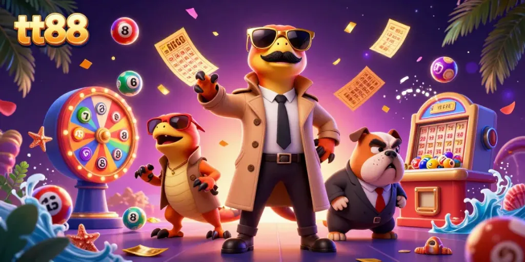 Engage with tt88 in this vibrant VIP casino scene featuring raptors attempting to access exclusive games.