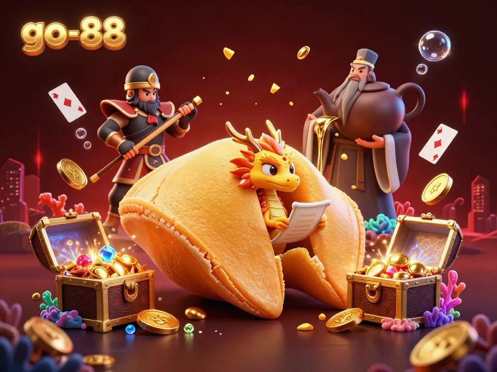 Experience thrilling action at go-88 with vibrant treasure chests, golden themes, and whimsical characters.