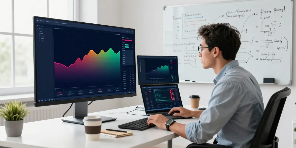 Data analyst engaged in instant indexing process at a modern workspace.