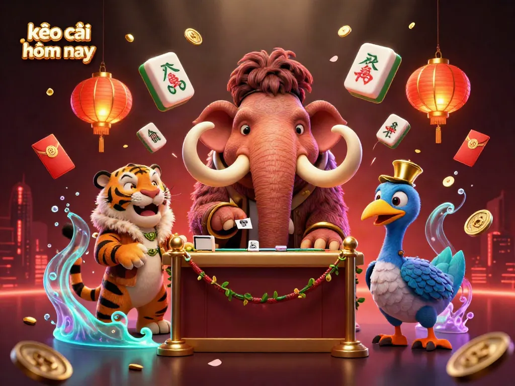 Engage with kèo nhà cái hôm nay through a vibrant casino scene featuring fun characters and festive elements.