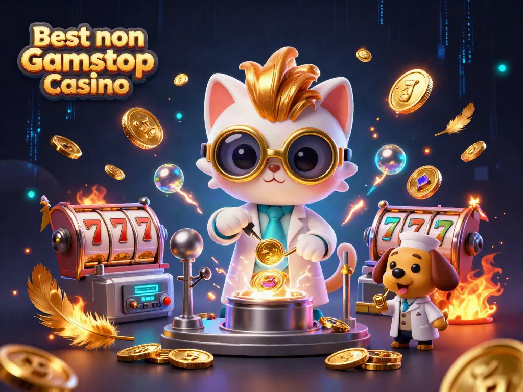 Engaging scene showcasing the Best non Gamstop Casino with lively characters and exciting gambling elements.