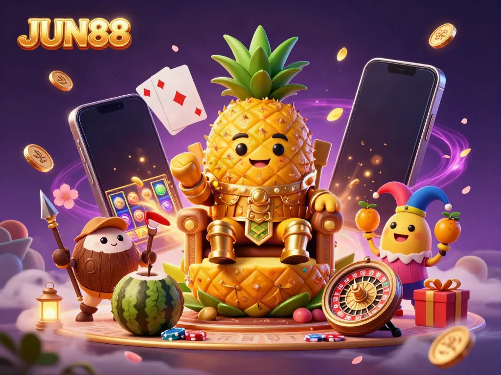 Engage with JUN88's vibrant casino world featuring dynamic characters and animated gaming elements.