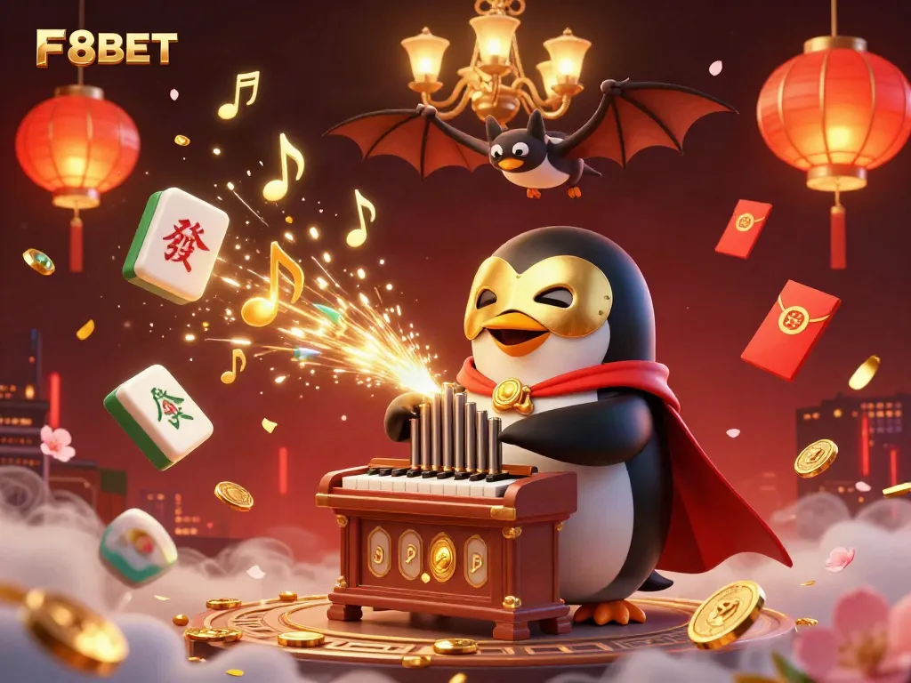 Experience thrilling gameplay with F8BET's vibrant, immersive casino illustration featuring golden coins, lanterns, and festive elements.