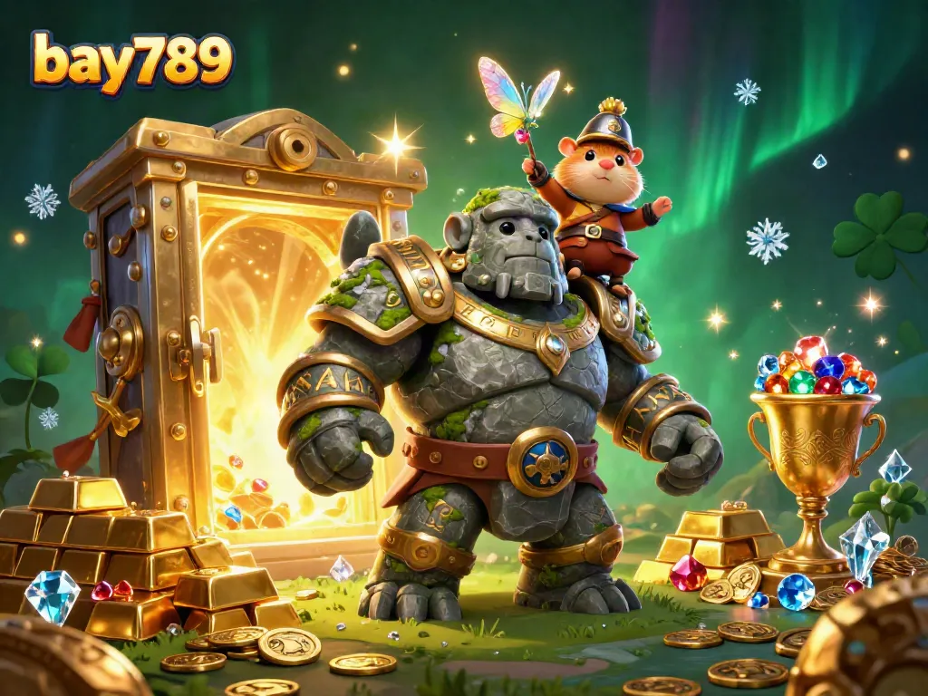 Experience the thrill of bay789 with vibrant magic and treasure elements in this 3D casino scene.
