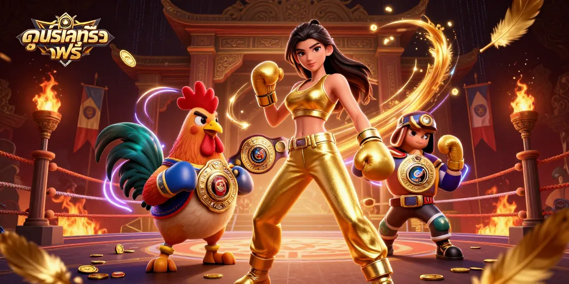 Engage with ดูหนังออนไลน์ฟรี as a dazzling 3D scene featuring a powerful woman and a cartoon betting rooster.