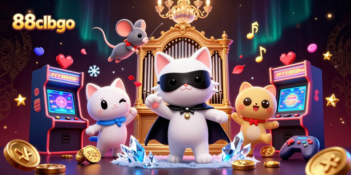 Experience thrill with 88clbgo at a vibrant casino scene, featuring cartoon characters amidst glowing game elements.