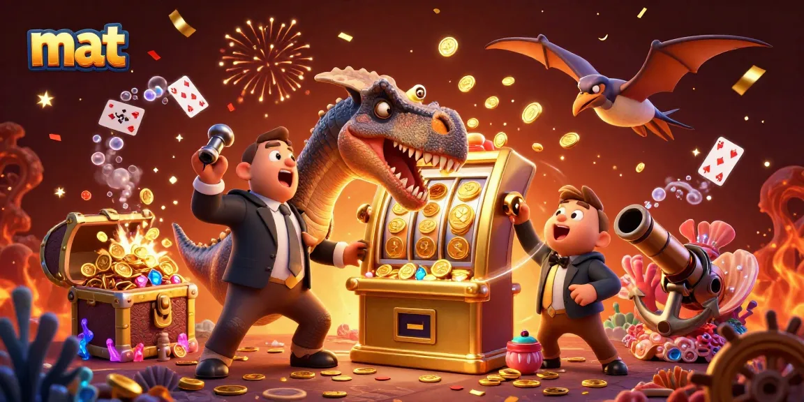 Experience the thrill of mat casino slots in a vibrant, dynamic 3D illustration.