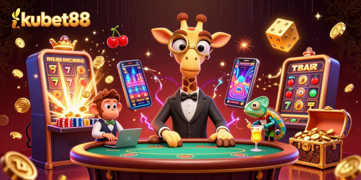 Experience kubet88's thrilling casino atmosphere with vibrant characters and exciting game elements.