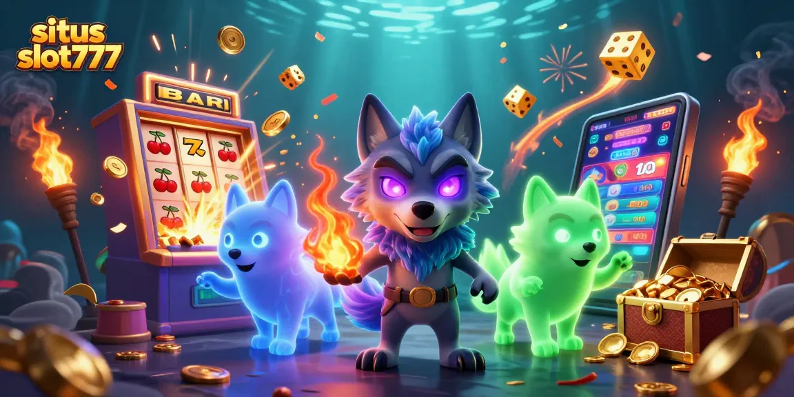 Experience excitement at situs slot777 with a vibrant scene of thrilling animated characters and wild casino elements.