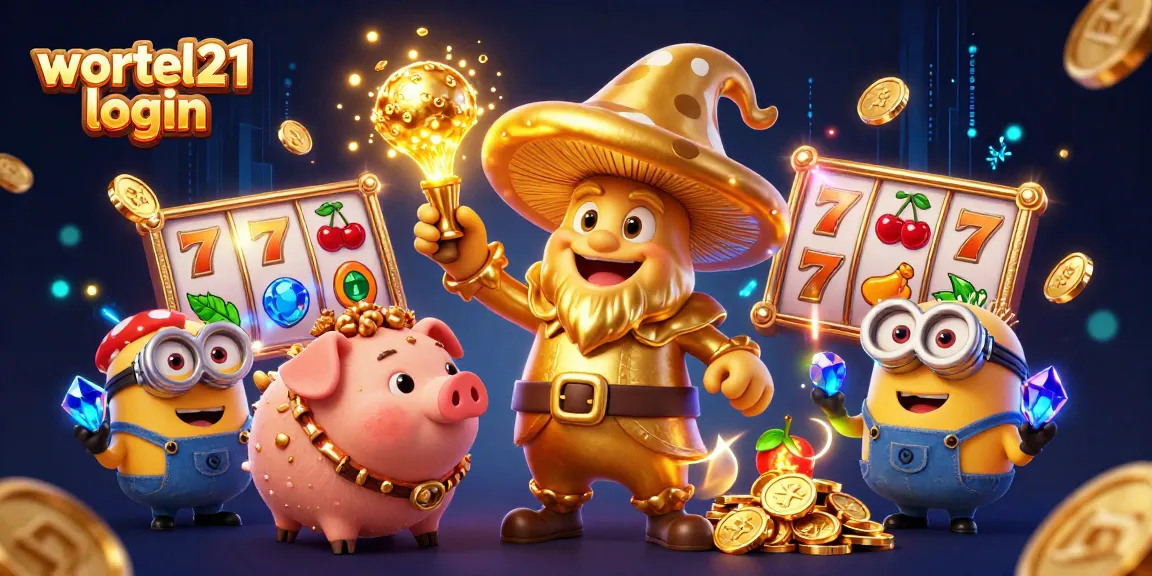 Experience the excitement of wortel21 login with vibrant casino elements and magical treasures.