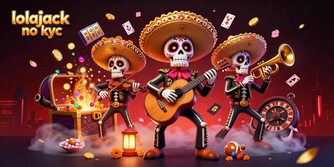 Engage with exciting slots at lolajack no kyc, featuring vibrant mariachi skeletons and casino elements.