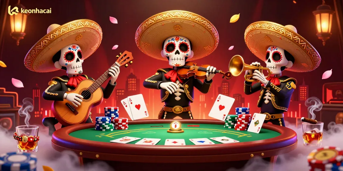 Bet on keonhacai with a vibrant 3D mariachis scene, poker chips, and exciting gameplay.