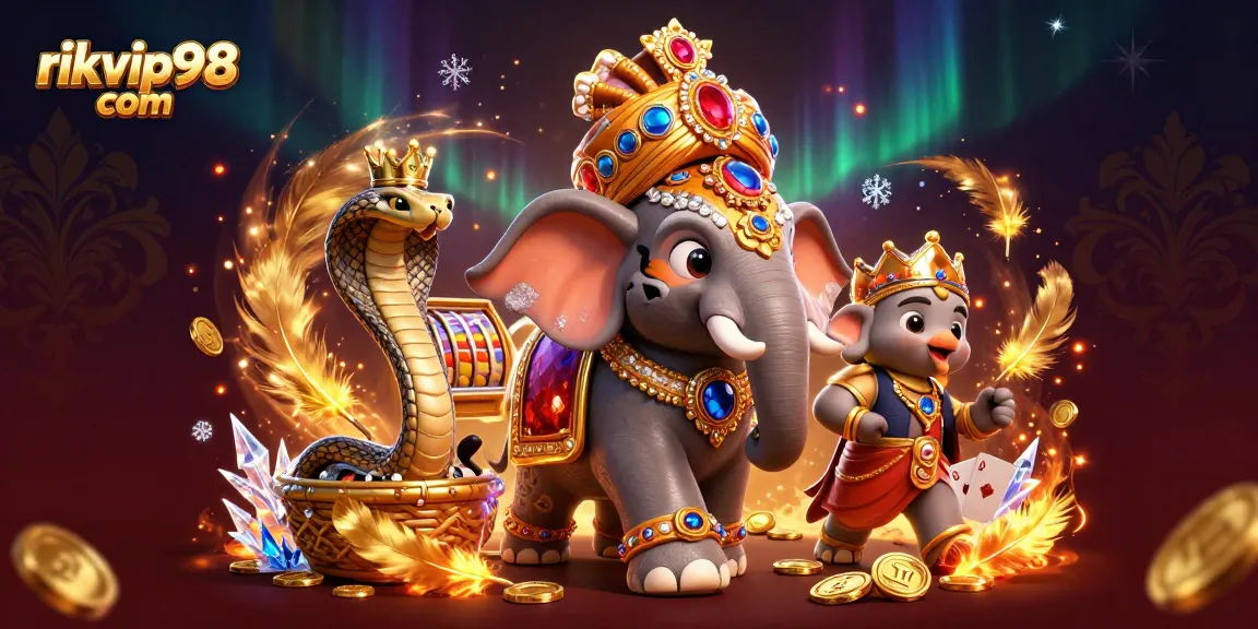 Experience excitement at rikvip98 com with colorful characters and dynamic gambling elements in a lively scene.