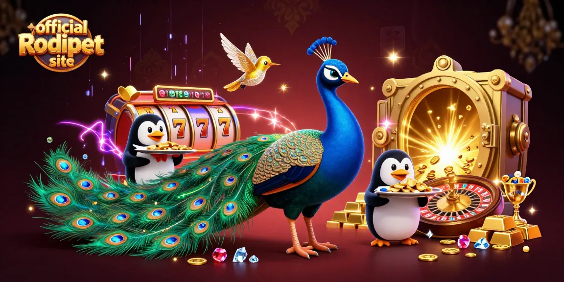 Play at the official Rodipet site, featuring a dazzling casino scene with vibrant characters and treasures.