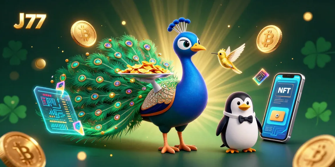 Engage with the vibrant world of J 77, showcasing gaming excitement with glowing coins and rich casino elements.