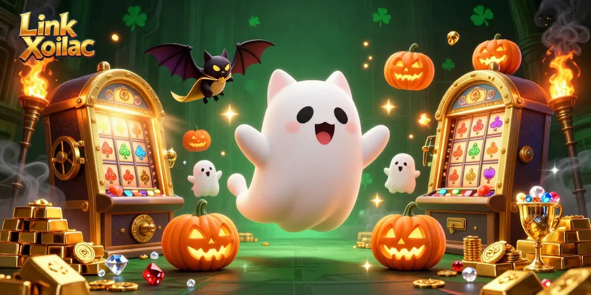 Experience the thrill of gaming with Link Xoilac in a vibrant, haunted casino