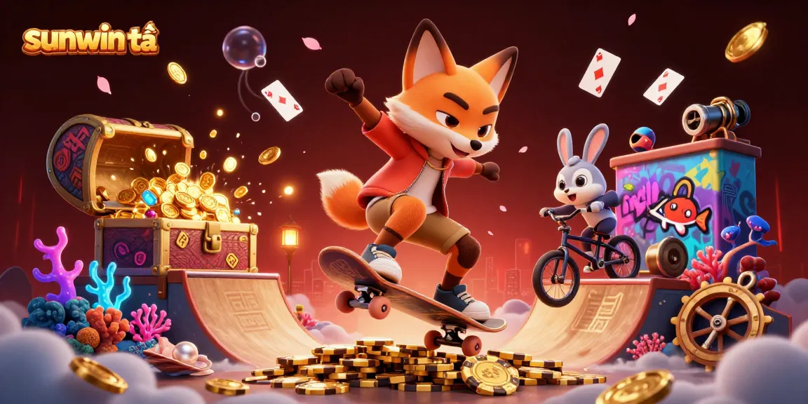 Play and win big with sunwin tải in this vibrant casino-themed illustration.