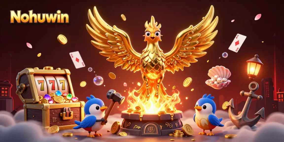 Nohuwin slots come alive with a golden phoenix and dynamic casino elements.