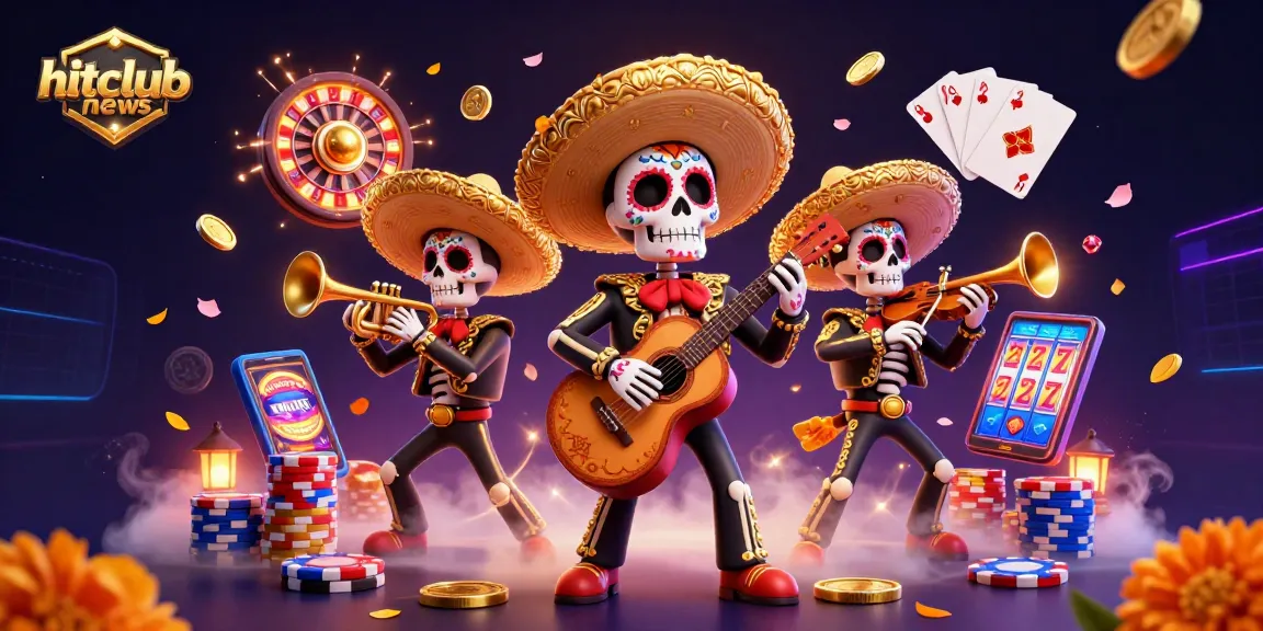 Experience the excitement at hitclubnews with vibrant casino elements and mariachi band.