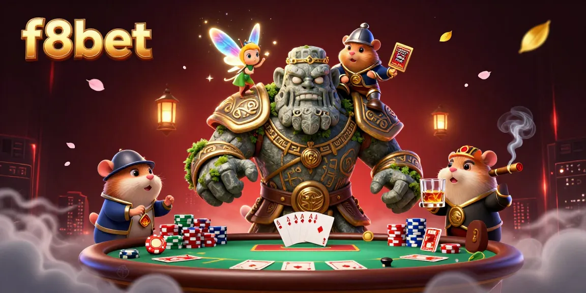 Experience the thrill of f8bet with an exciting poker scene featuring magical characters and casino elements.