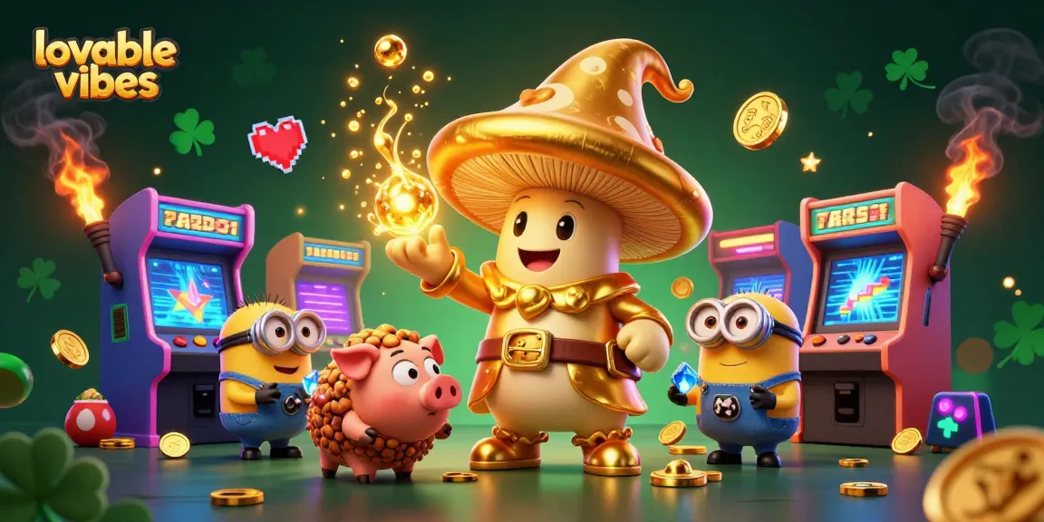 Win big gaming at lovablevibes with immersive 3D illustration of a magical casino scene.
