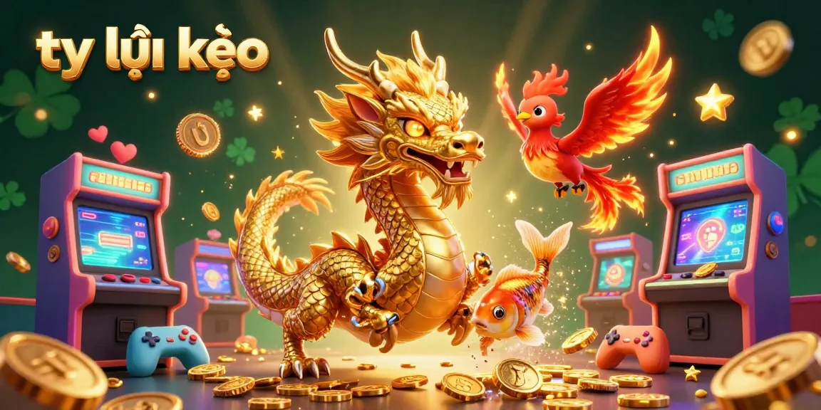 Experience thrilling tỷ lệ kèo action with stunning dragon, phoenix, and koi illustration.