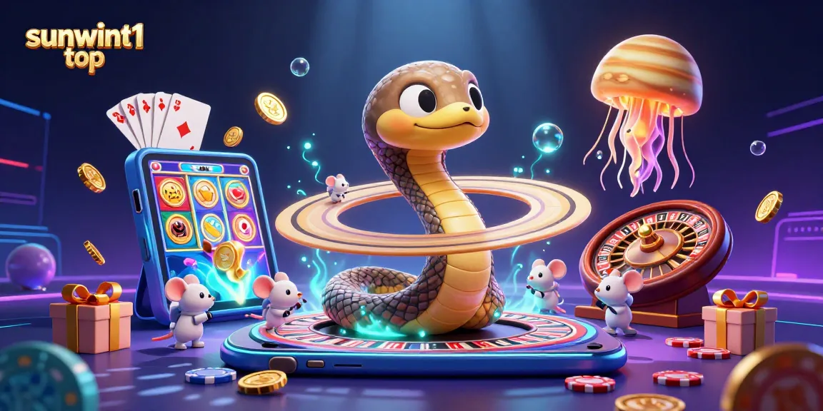 Experience the thrill of gaming at sunwint1 top with vibrant 3D casino illustration highlighting fun and excitement.