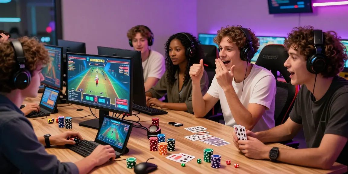 Engaged friends exploring exciting games at https://shbet.cruises/ in a vibrant social atmosphere.